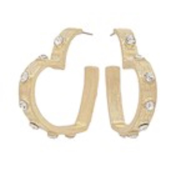 Crystal Station Brushed Heart Hoops - Picture 1 of 2